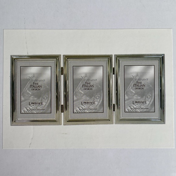 NEW Lawrence Frames 5x7 Triple Metal Picture Frame Silver-Plate with Beads - Picture 1 of 5